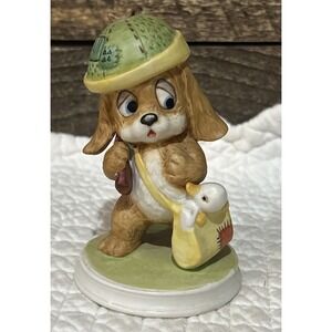 Vintage Lefton China Hunting Dog With Bird And Rifle Figurine #00325